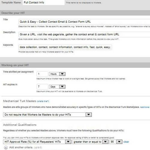 settings for amazon turk