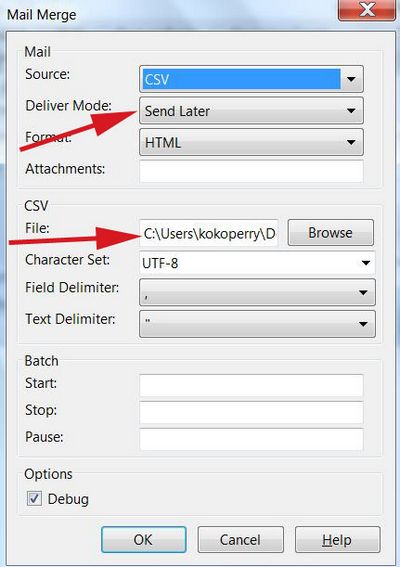 mailmerge settings