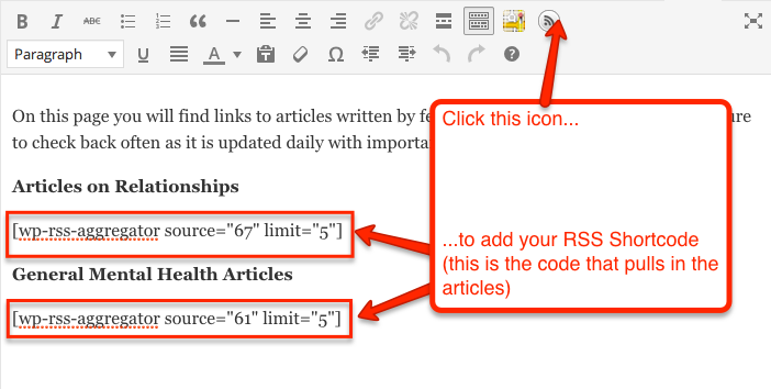 rss shortcodes