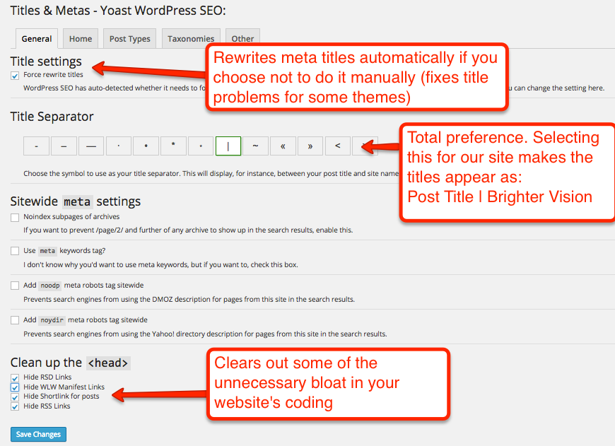 Yoast General Settings