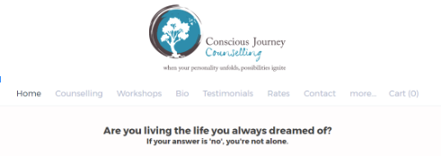 Conscious Journey Counseling headline screenshot | 3 Ways to Turn Your Homepage Headline Into a Client Magnet | Brighter Vision Web Solutions | Therapist Websites & Marketing for Therapists