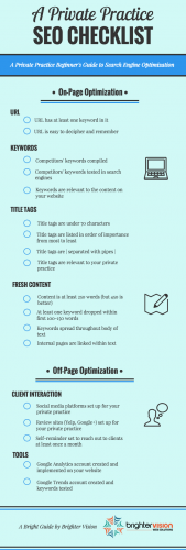 SEO Checklist for Therapists | An Ultimate SEO Checklist for Your Private Practice | Brighter Vision | Marketing Blog for Therapists