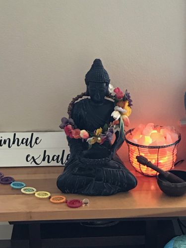 Yoga statue and salt rock light | Brighter Spotlight with Nityda Gessel | Brighter Vision Web Solutions | Therapist Websites & Marketing for Therapists | Marketing Blog for Therapists