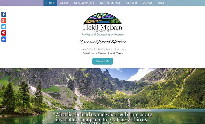 Heidi McBain's Brighter Vision Therapist Website example | Brighter Spotlight with Heidi McBain | Brighter Vision Web Solutions | Therapist Websites & Marketing for Therapists | Marketing Blog for Therapists