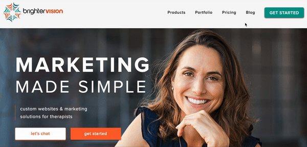 Dropdown navigation menu example | TITLE | Brighter Vision | Marketing Blog for Therapists