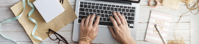 Hands typing on Macbook | Why & How to Keep the “Social” in Your Social Media Marketing | Brighter Vision | Marketing Blog for Therapists