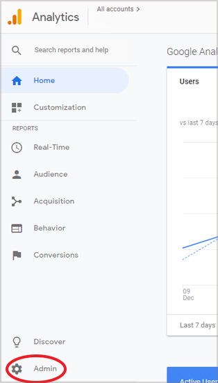 Google Analytics Admin tab | How to Create a Google Analytics Account for Your Website | Brighter Vision Web Solutions | Marketing Blog for Therapists