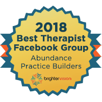 2018 Best Therapist Facebook Group badge | Winners of the 2018 Best of Therapist Resources Awards | Brighter Vision Web Solutions | Marketing Blog for Therapists
