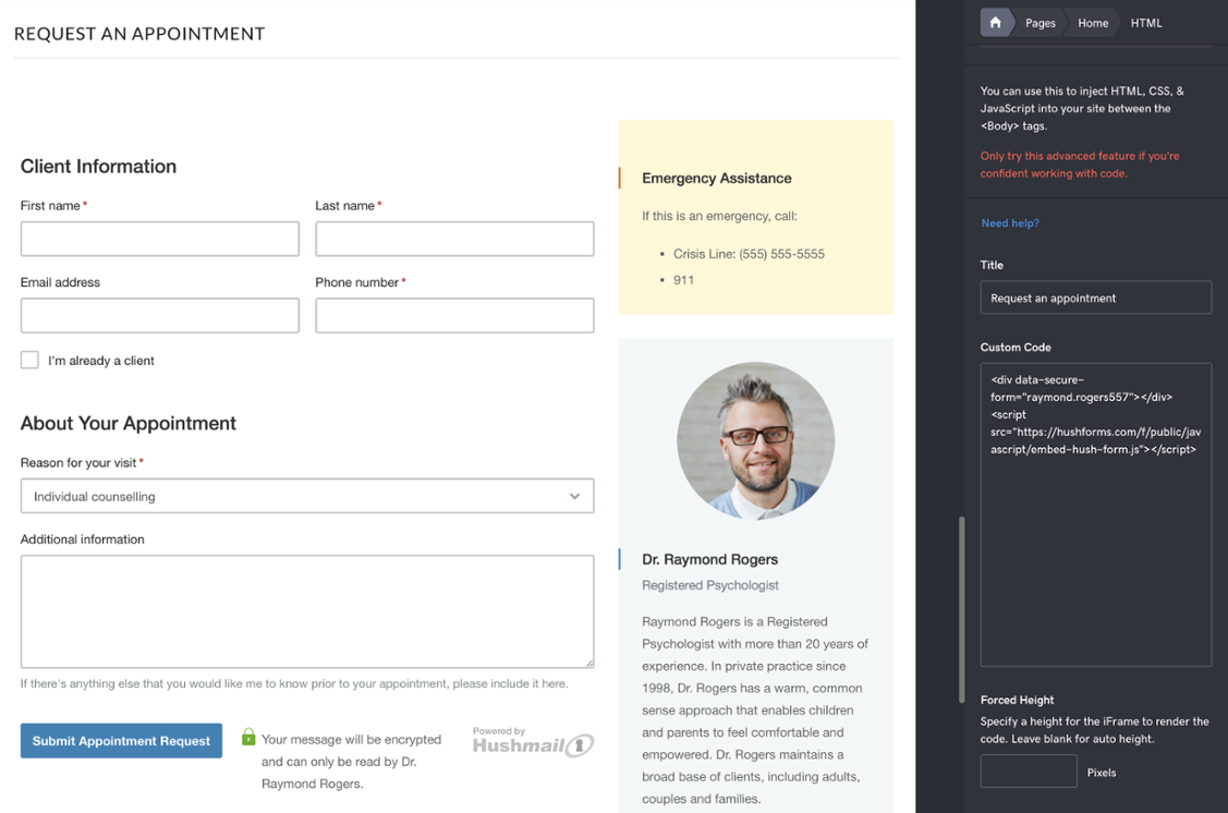 Hushmail secure embedded form | Take Your Therapist Website to the Next Level with an Embedded Secure Web Form | Brighter Vision Web Solutions | Marketing Blog for Therapists