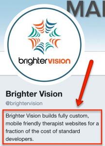 Twitter bio | The Private Practice Blueprint to Twitter Marketing in 2019 | Brighter Vision | Online Marketing Solutions for Therapists