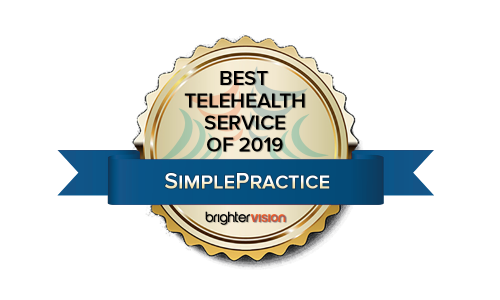 Winner Badge | SimplePractice | Best Telehealth Service of 2019 | Winners of the 2019 Best of Therapist Resources Awards