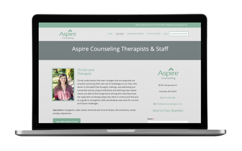 Aspire Counseling website | Brighter Spotlight with Jessica Tappana | Brighter Vision | Marketing Blog for Therapists
