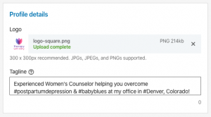 Profile details | How to Set up a LinkedIn Company Page for Your Private Practice | Brighter Vision | Marketing Blog for Therapists