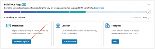 Add description button | How to Set up a LinkedIn Company Page for Your Private Practice | Brighter Vision | Marketing Blog for Therapists
