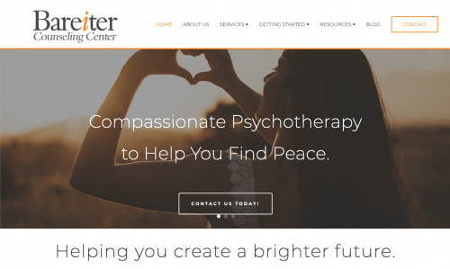 Orange therapist website example | Choosing the Right Color Palette for Your Private Practice Website | Brighter Vision | Marketing Blog for Therapists