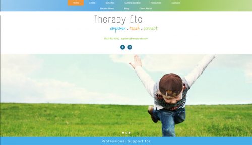 Therapy Etc home page screenshot | Choosing the Right Color Palette for Your Private Practice Website | Brighter Vision | Marketing Blog for Therapists