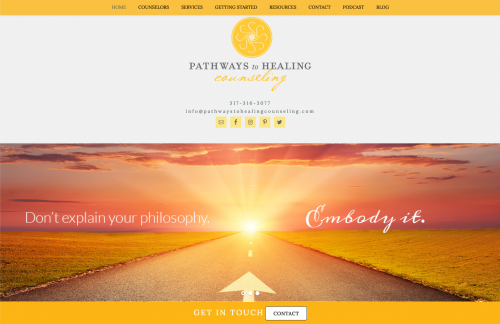Yellow therapist website example | Choosing the Right Color Palette for Your Private Practice Website | Brighter Vision | Marketing Blog for Therapists