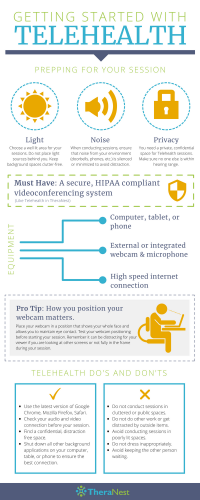 Telehealth Infographic from TheraNest | Marketing Telehealth with Social Media | Brighter Vision | Marketing Blog for Therapists