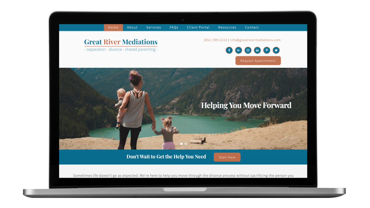 Great River Mediation website | Brighter Spotlight with Mikki McGill | Brighter Vision | Marketing Blog for Therapists
