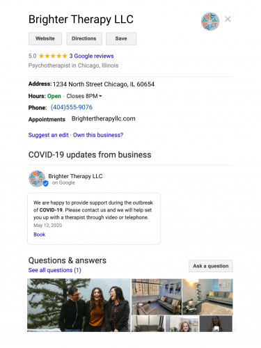 Google My Business Listing | How To Effectively Optimize Google My Business During COVID-19 | Brighter Vision | Marketing Blog for Therapists