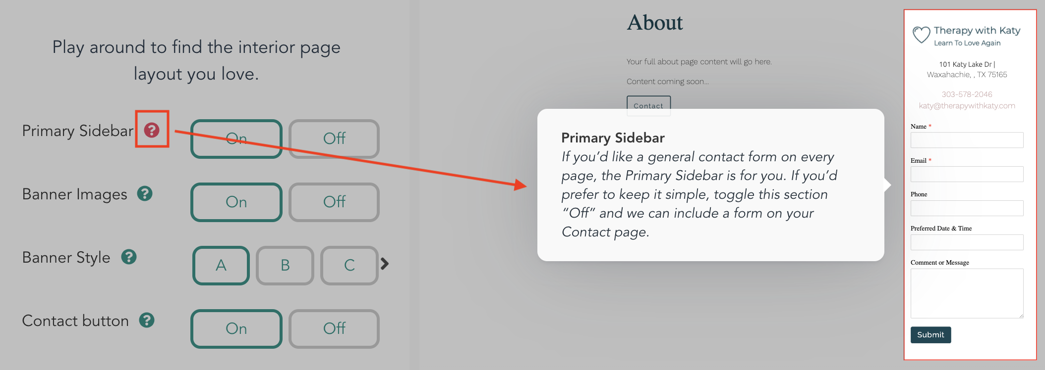 Question mark help icons | Virtual Design Intake | Brighter Vision | Therapist Website Design