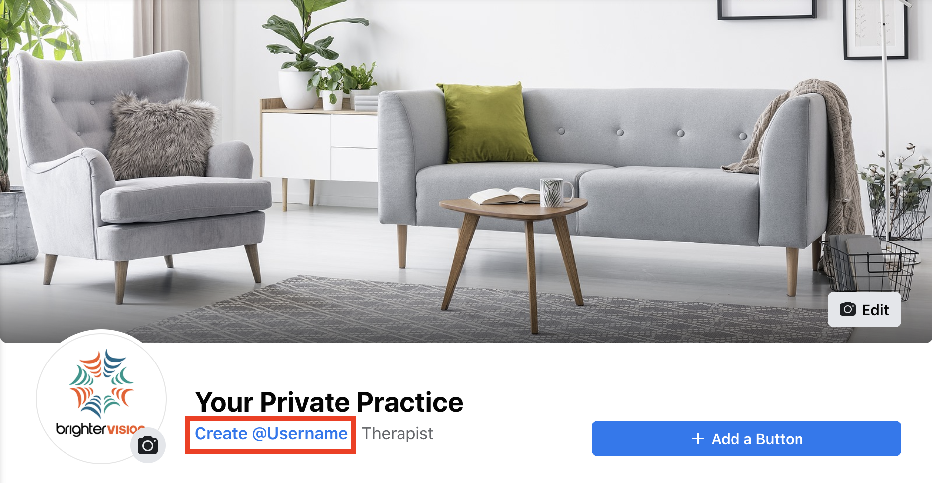 Create @Username for Facebook Business Page | The Therapist’s Guide to Creating an Awesome Facebook Business Page in 2020 | Brighter Vision Web Solutions | Marketing Blog for Therapists