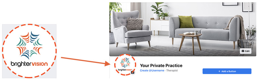 Good logo example | The Therapist’s Guide to Creating an Awesome Facebook Business Page in 2020 | Brighter Vision Web Solutions | Marketing Blog for Therapists