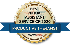 Winner badge | Productive Therapist | Best Virtual Assistant Service for Therapists of 2020