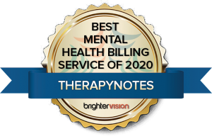 Winner. badge | TherapyNotes | Best Mental Health Billing Service of 2020