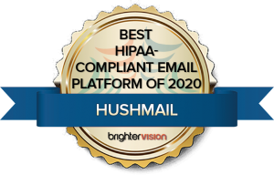 Winner badge | Hushmail | Best HIPAA-Compliant Email Platform of 2020