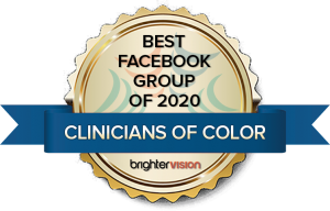 Winner badge | Clinicians of Color | Best Facebook Group for Therapists of 2020