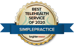 Winner badge | SimplePractice | Best Telehealth Service of 2020