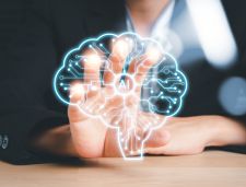 hand reaching for AI brain