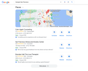 Google search results for "therapist San Francisco"