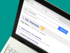 Computer screen showing top search engine results