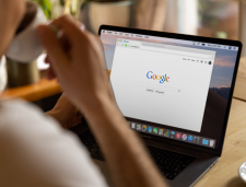 Google search engine on laptop